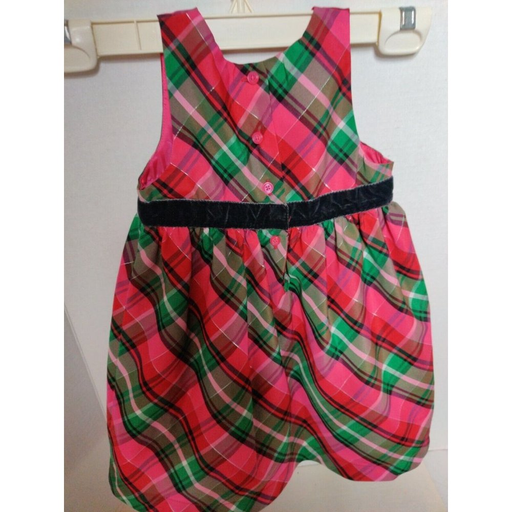 Girls Osh Kosh Red,Green pink plaid sleeveless crinoline twirly dress sz…